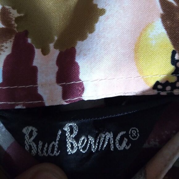 Vintage Bud Berma Psychedelic Landscape Pattern Polyester Disco Shirt - Picture 6 of 7